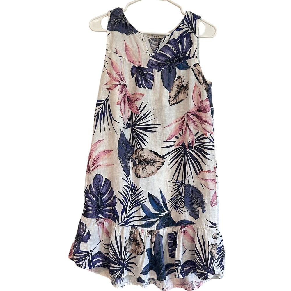 Lungo L'arno Linen Dress Sz S Tropical Beachy Lightweight Sleeveless Italy Made